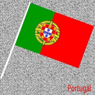 6 Drapeaux Portugal, Portugais en papier 14x21cms avec tige (Fabrication Française)