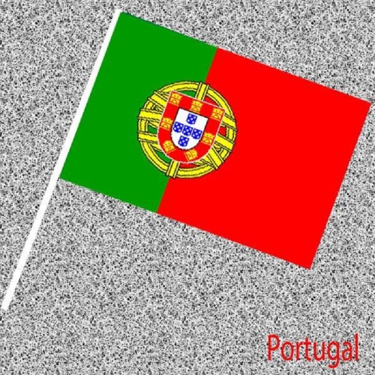6 Drapeaux Portugal, Portugais en papier 14x21cms avec tige (Fabrication Française)