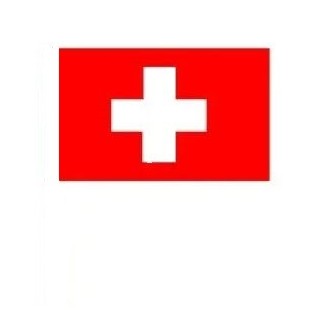 6 Drapeaux Suisse, switzerland, en papier 14x21cms avec tige (Fabrication Française)