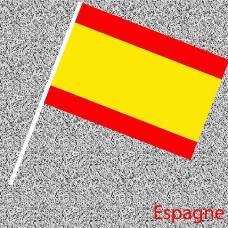 6 Drapeaux Espagne, Espagnol en papier 14x21cms avec tige (Fabrication Française)