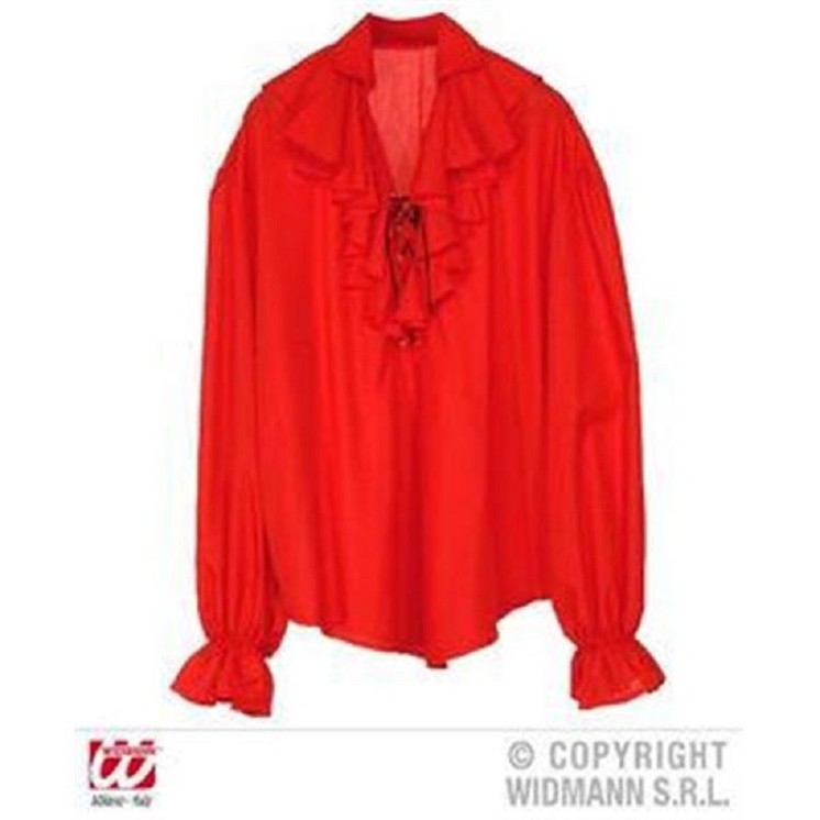 Chemise rouge à jabot (mixte F/H) pour deguisement de Pirate, Renaissance, Ecossais
