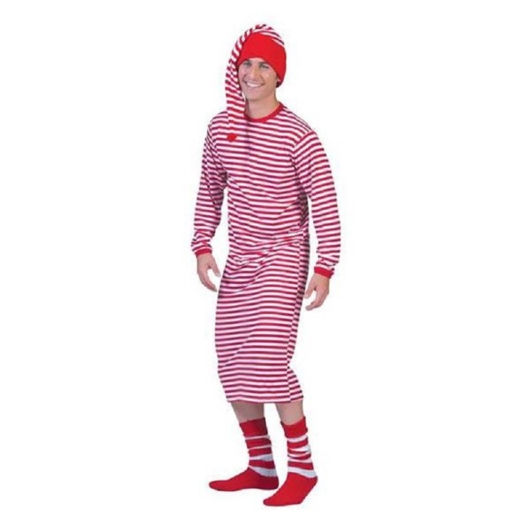 Chemise de Nuit rayée rouge/blanc pour deguisement ou carnavalier