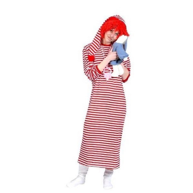 Chemise de Nuit rayée rouge/blanc pour deguisement ou carnavalier
