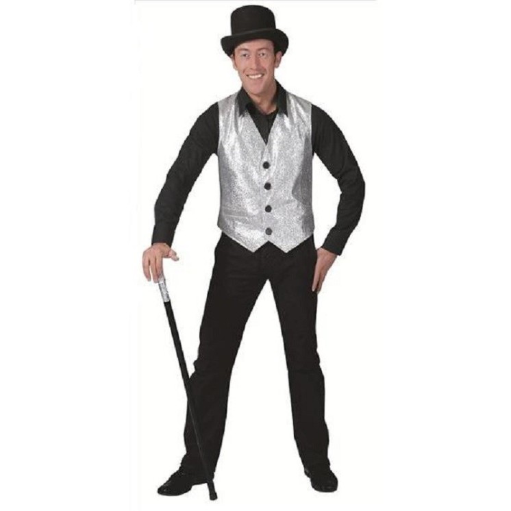 Gilet à paillettes argent pour homme adulte