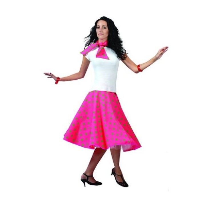 Jupe Rock n' roll fluo avec foulard (adulte)