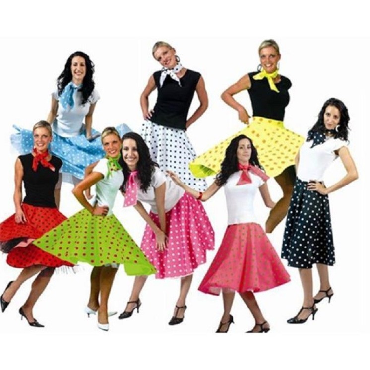 Jupe Rock n' roll fluo avec foulard