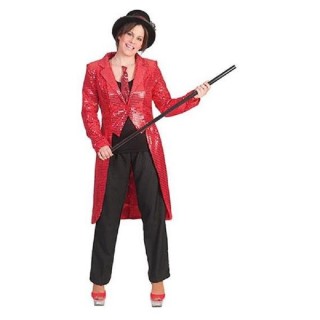 Queue de Pie femme à paillettes, sequins rouge