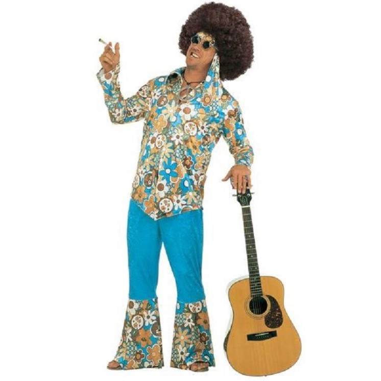 deguisement baba cool hippie XL - Spéciale grande taille Comprend: chemise, pantalon, bandeau