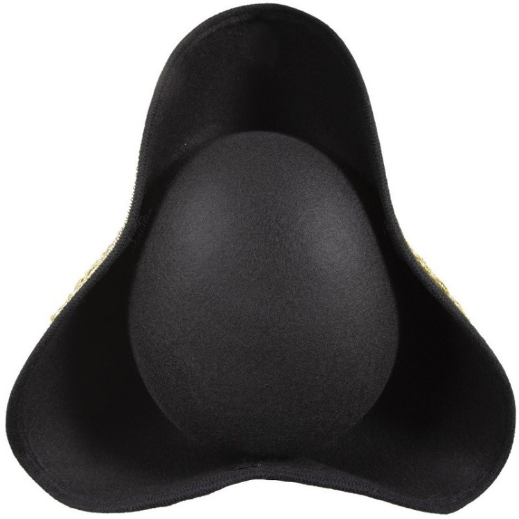 Tricorne noir galonné Or adulte pour déguisement de marquis