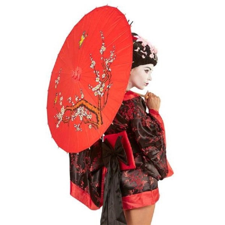 Ombrelle asiatique rouge, Chinoise 52cms