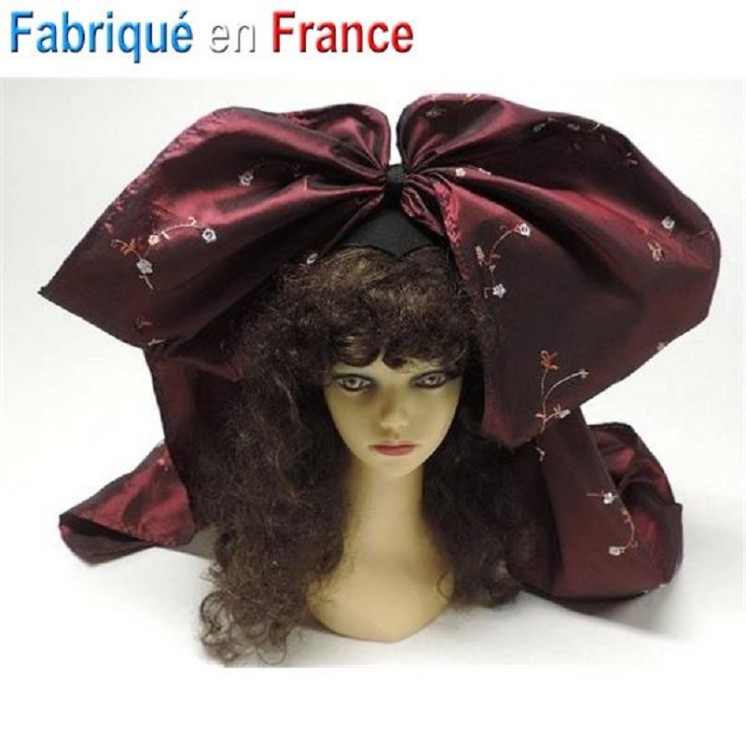 Coiffe Alsacienne traditionnelle bordeaux