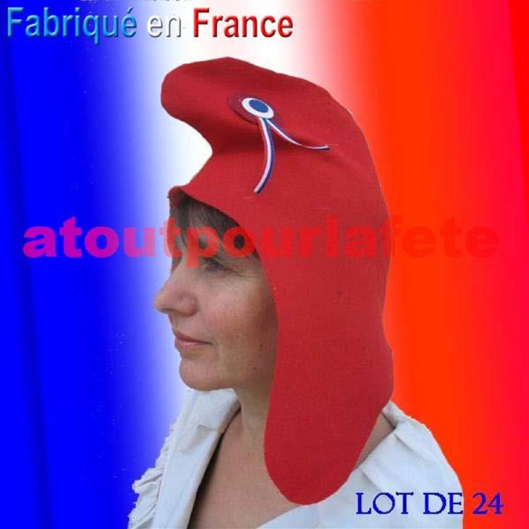 Lot de 24 Bonnets Phrygien, chapeau révolutionnaire (Fabrication Française)(feutrine)