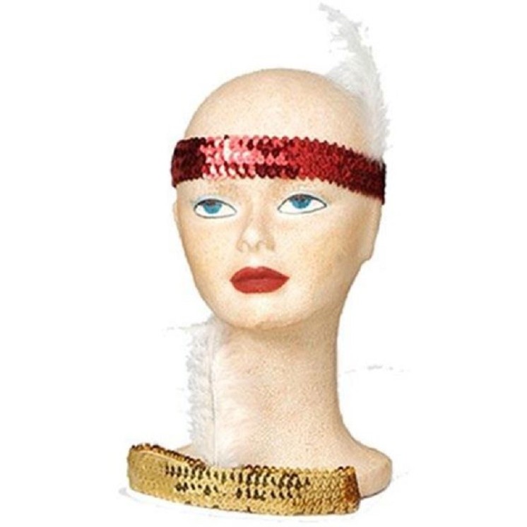 Bandeau Charleston a sequin Rouge ou Or (taille elastique)