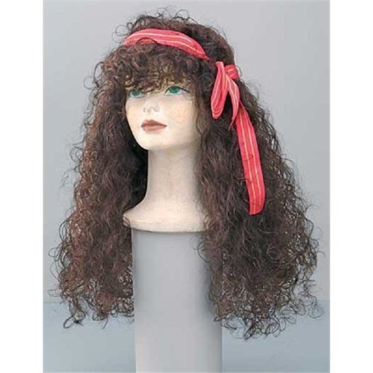 Perruque Hippie (rousse frisée longue avec bandeau)