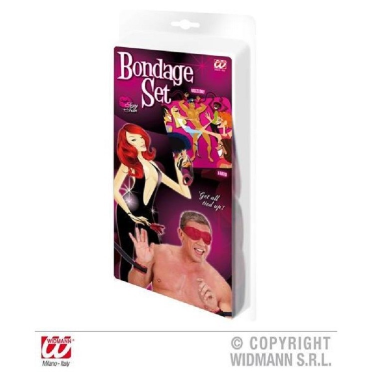 Set Bondage (bandage poignets et chevilles + bandeau pour yeux + plumes)