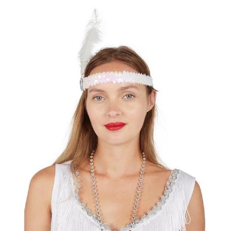 Bandeau charleston a sequins et a plume (6 coloris au choix)