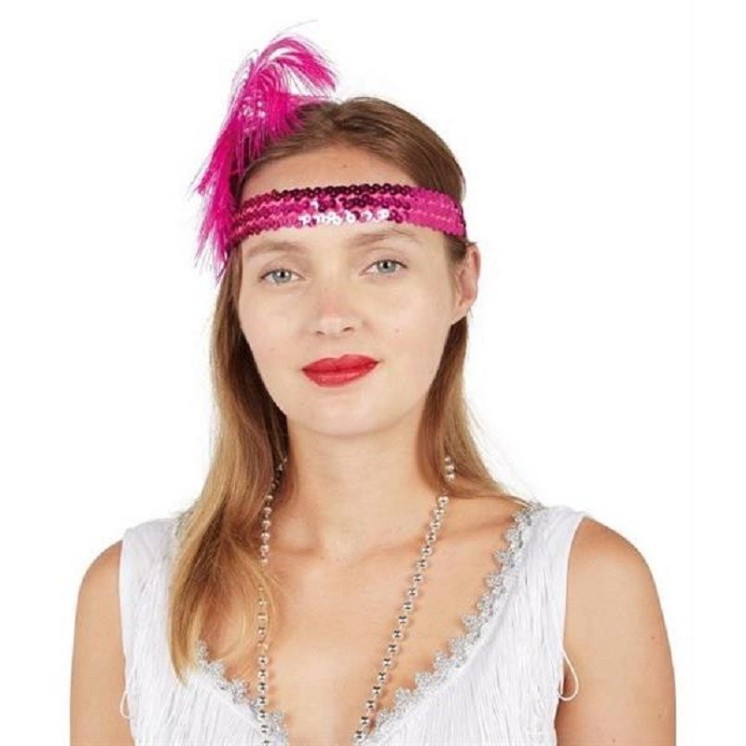 Bandeau charleston a sequins et a plume (6 coloris au choix)