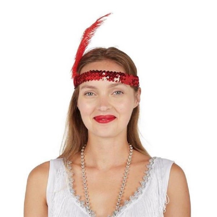 Bandeau charleston a sequins et a plume (6 coloris au choix)