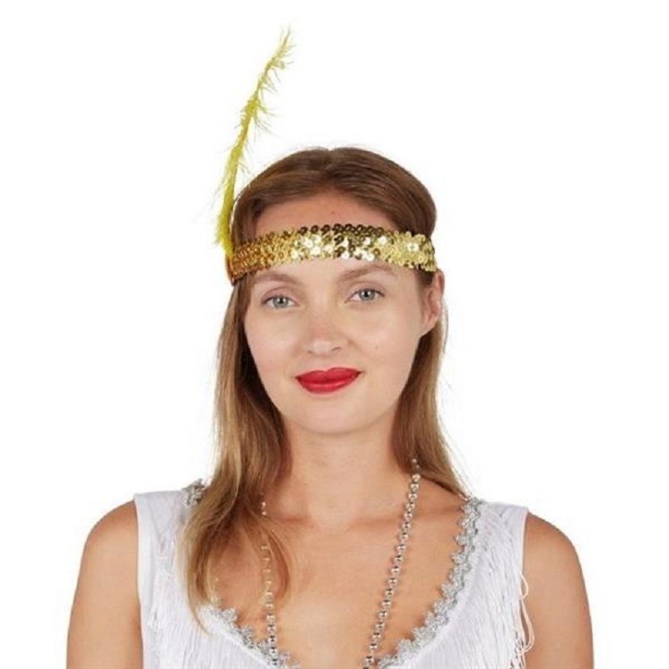 Bandeau charleston a sequins et a plume (6 coloris au choix)