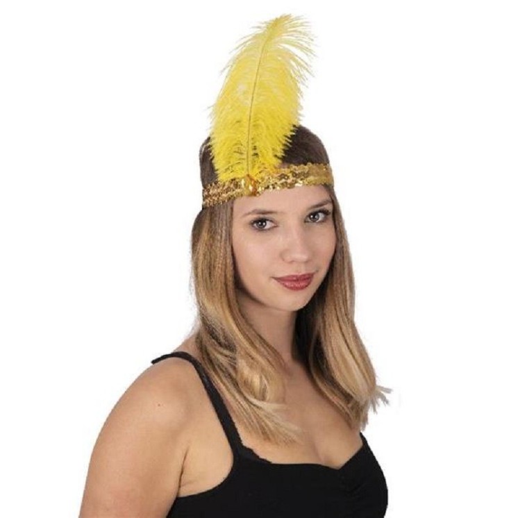 Bandeau charleston a sequins et a plume (6 coloris au choix)