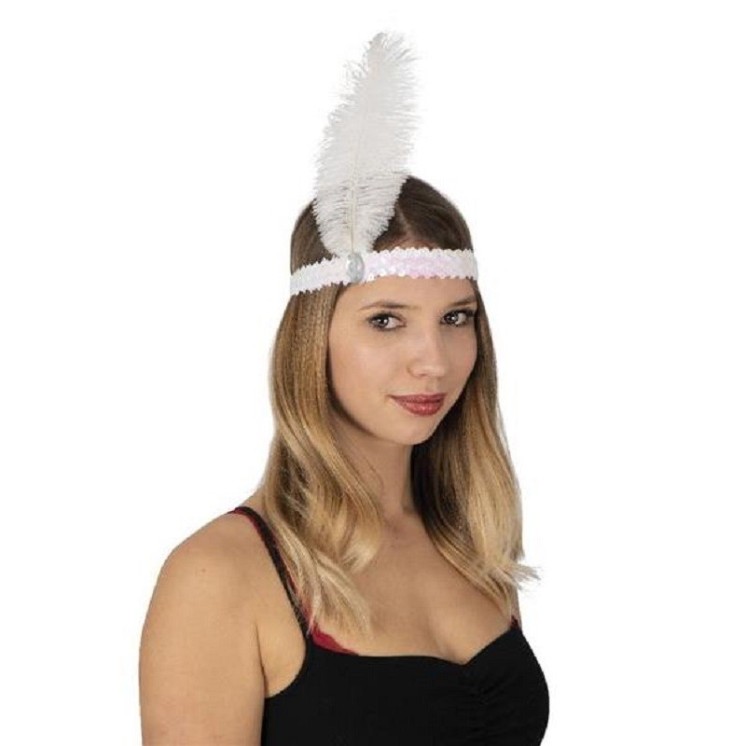 Bandeau charleston a sequins et a plume (6 coloris au choix)