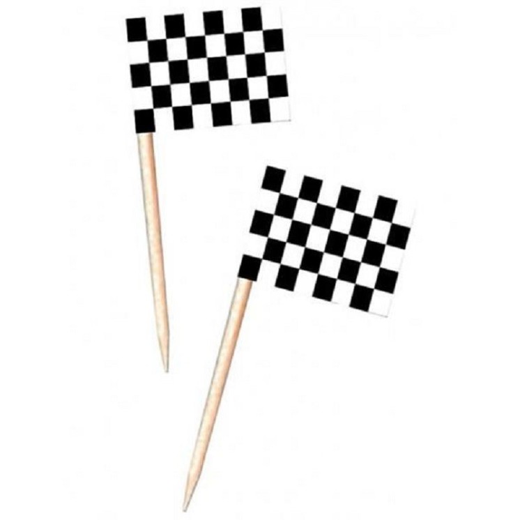 50 Mini drapeaux à damiers - F1 3 x 5cm, pic apéro, cocktail,