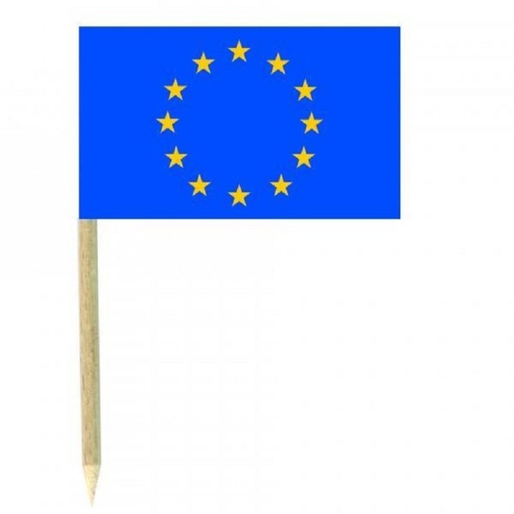 50 Mini drapeaux Europe - Européen - UE - 3 x 5cm, pic apéro, cocktail,