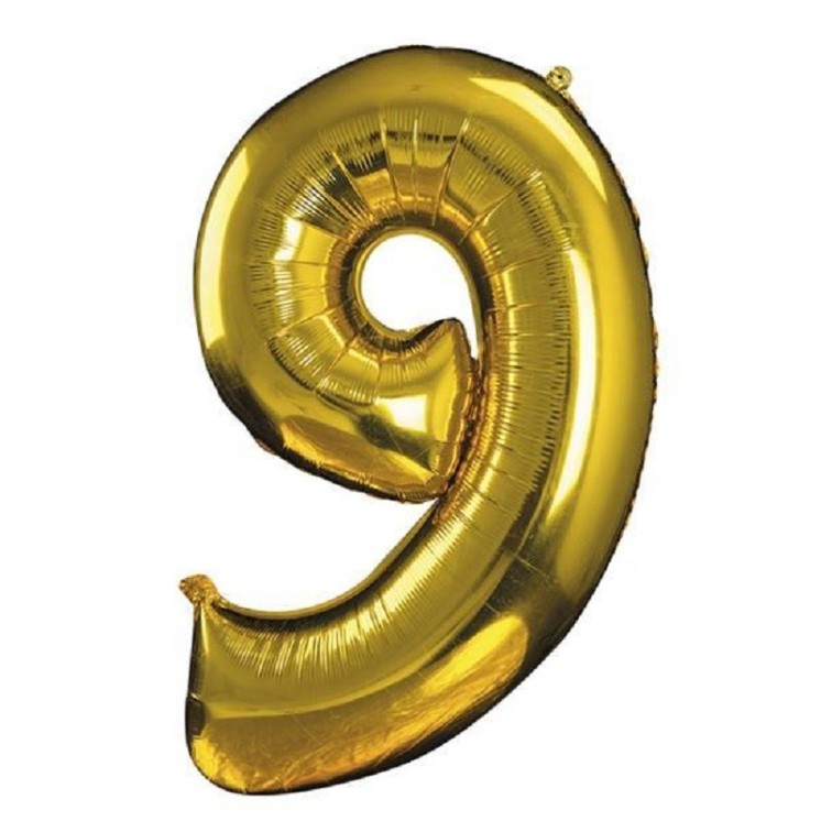 Ballon chiffre Or 30cms (gonflable à l'air) Mylar