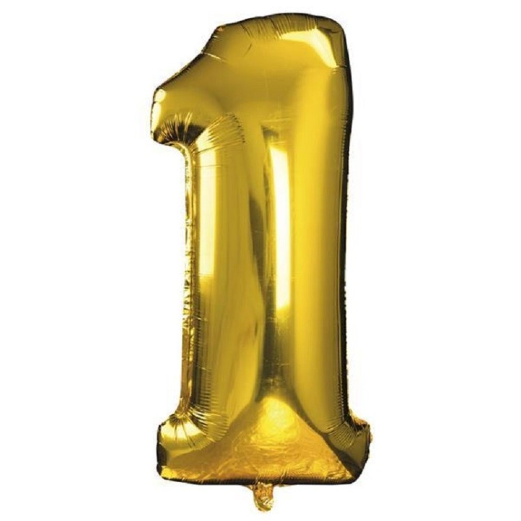 Ballon chiffre Or 30cms (gonflable à l'air) Mylar
