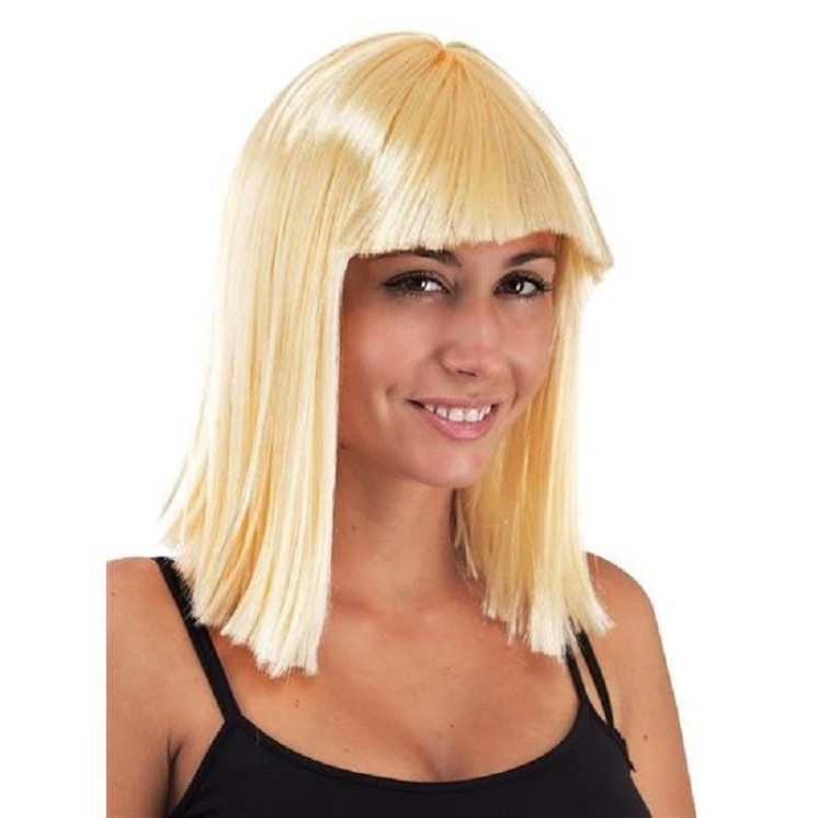 Perruque Stone, à frange Blonde ou Brune, carré long