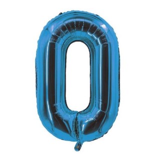 Ballon chiffre Bleu  N° 0 (taille 80/85cms) (gonflable à helium) Mylar