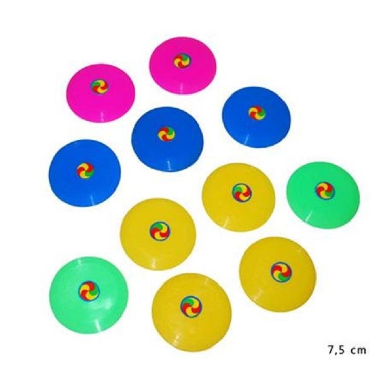Sachet de 12 mini Frisbee 7,5cm (plastique) pour Lot de Kermesse - pinata