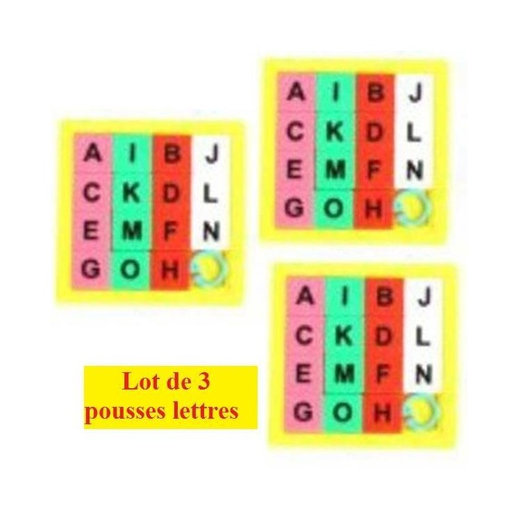 Lot de 3 mini pousse lettres pour lot de kermesse ou anniversaire (plastique)