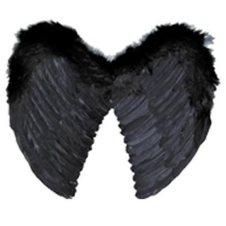 Ailes d'ange noire en plumes, Halloween, Diablesse, Satan, Ange maléfique