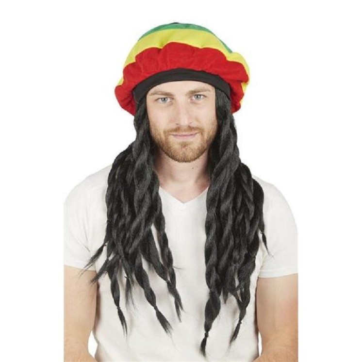 Bonnet Rasta Bob Marley avec perruque a dreadlocks