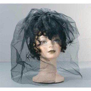 Perruque de veuve avec voile et araignée - Halloween -