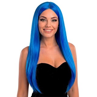 Perruque Lisa (cheveux long raide avec raie milieu) (en bleu france ou vert d'eau)