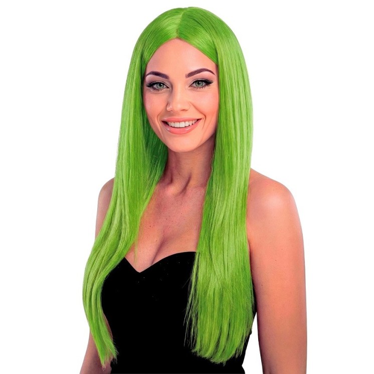 Perruque Lisa (cheveux long raide avec raie milieu) (en bleu france ou vert d'eau)