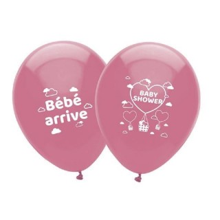 Ballons Baby Shower rose (fille) (sachet de 8)