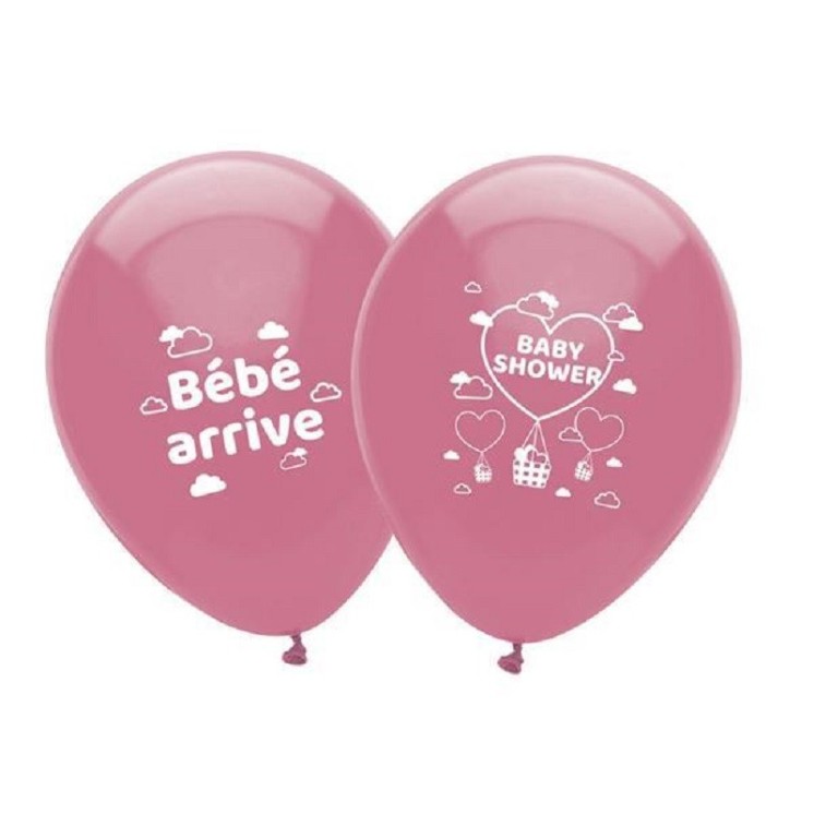 Ballons Baby Shower rose (fille) (sachet de 8)