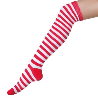 Mi-bas longs rayé rouge blanc 50cms (chaussette longue pour clown)