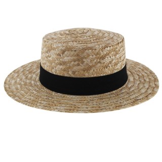 Chapeau Canotier en paille, style "Guinguette, Chevalier, 1900" (taille 57)