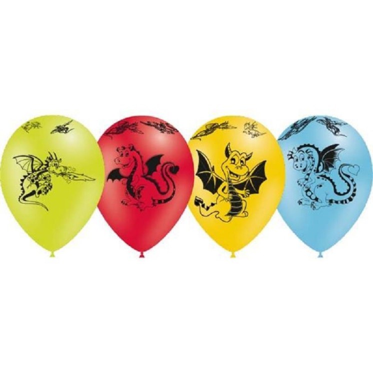 8 Ballons Ø30cm "Dragons" (impression tout autour)(latex)
