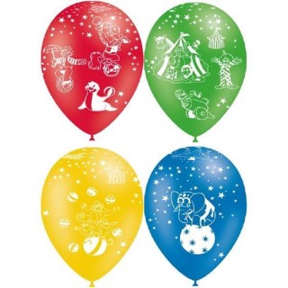 8 Ballons Ø30cm "Cirque-Clown" (impression tout autour) (latex)