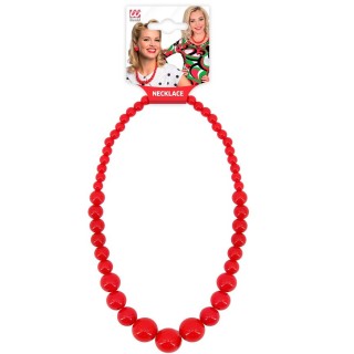 Collier de perles rouge,(Marge Simpson - 70'S -) 50cms