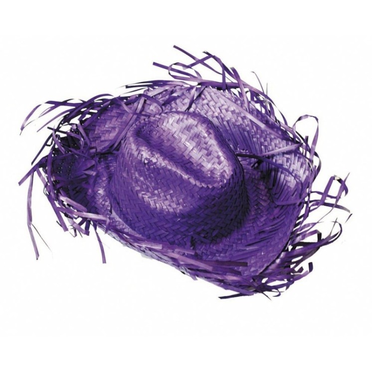 Chapeau de paille Violet pour deguisement Caribéen, Antillais, hawaïen - Iles, Caraibes,