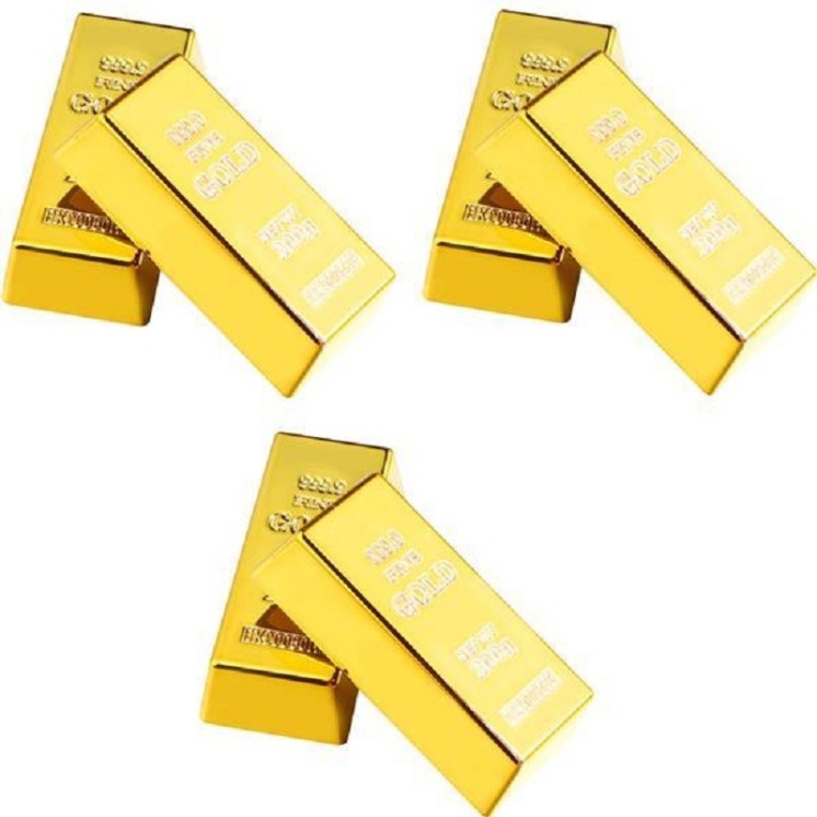 6 Lingots d'or 6 cm (factice) (blister)