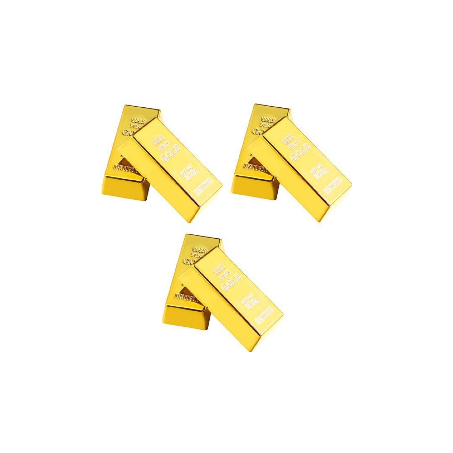 6 Lingots d'or 6 cm (factice) (blister)