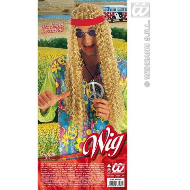 Perruque Hippy Blonde, Hippie, Baba Cool, Woodstock