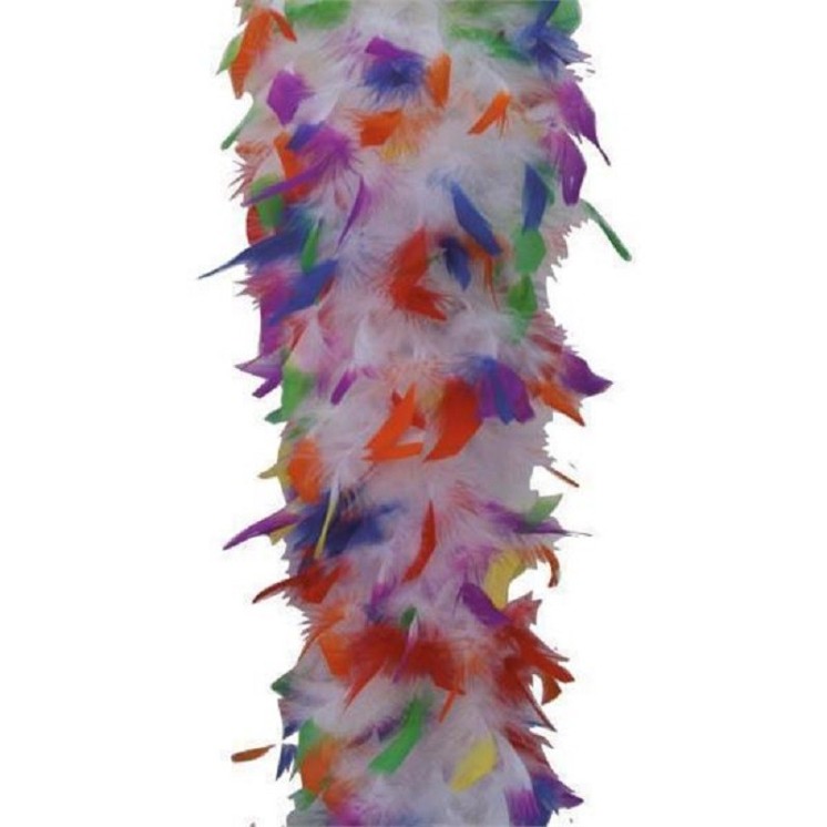Boa en plumes 2 tons blanc et multicolore 60 grs 1.80m